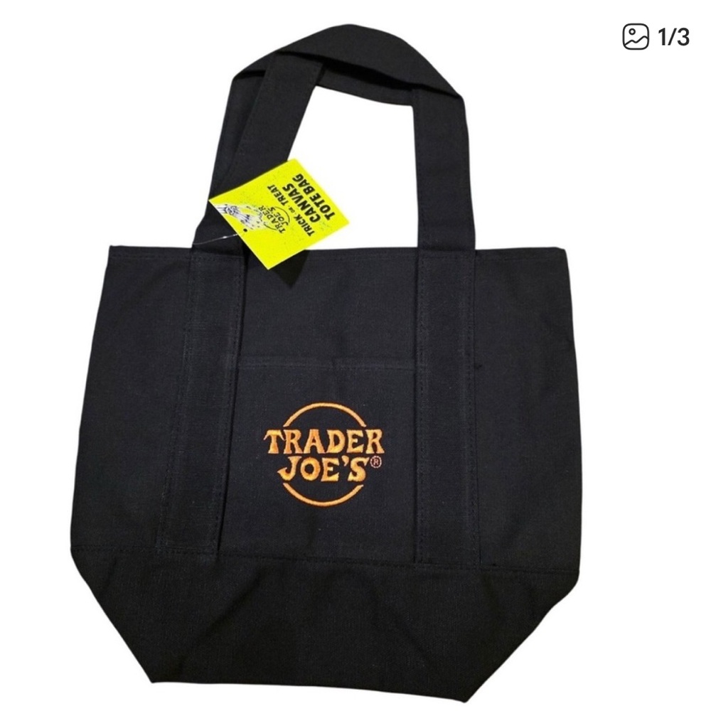 Trader Joe's Reusable Black Tote Bag NEW
